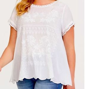 Torrid white embroidered top blouse. Size 2